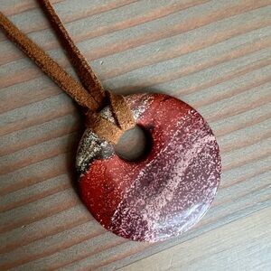 Vintage Silpada orange/red Stone Pendant Necklace